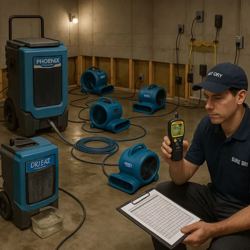 Structural Drying and Dehumidification process in West Hill, OH